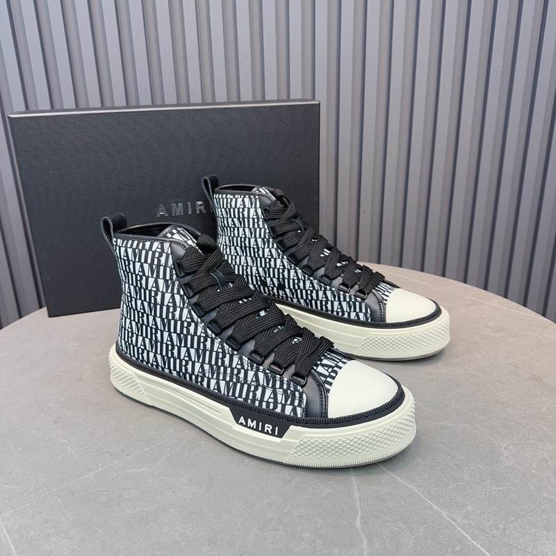Amiri Court High – All-Over Logo Print Black/White