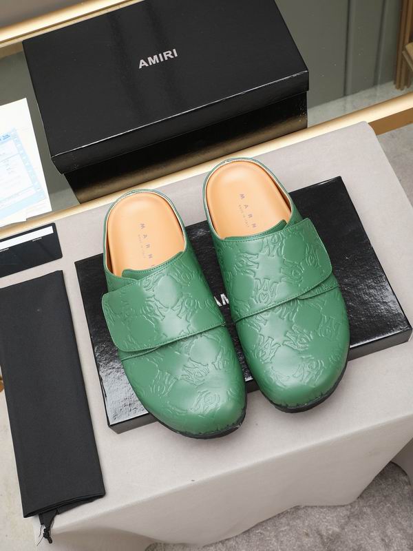Amiri Monogram Embossed Leather Mule – Forest Green