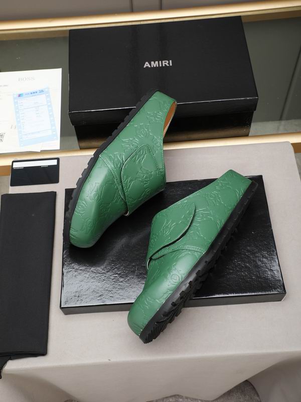 Amiri Monogram Embossed Leather Mule – Forest Green