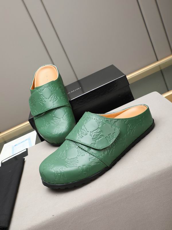 Amiri Monogram Embossed Leather Mule – Forest Green