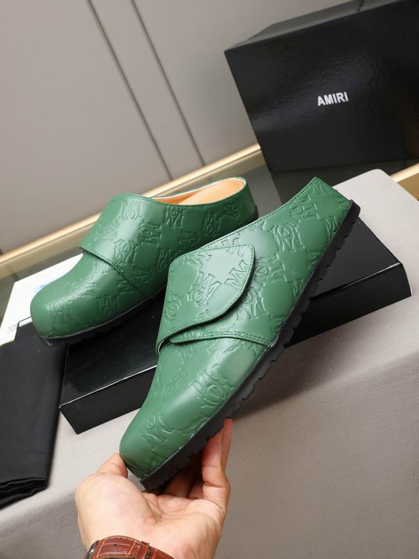 Amiri Monogram Embossed Leather Mule – Forest Green