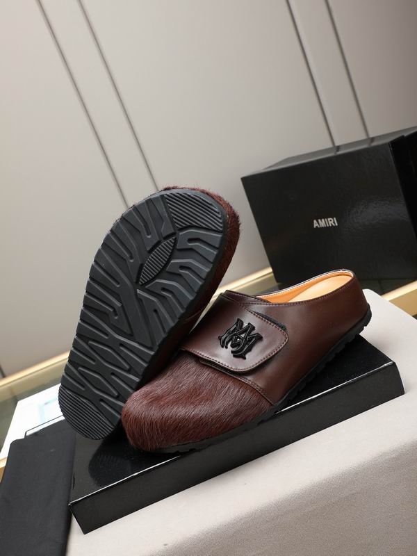Amiri MA Logo Pony Hair Leather Mule – Dark Brown