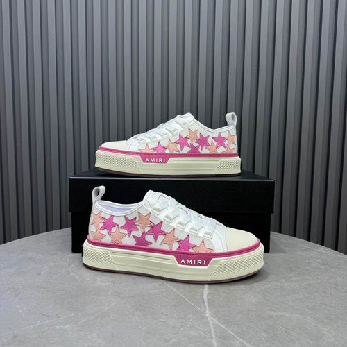 Amiri Stars Court Low Sneaker – White/Pink