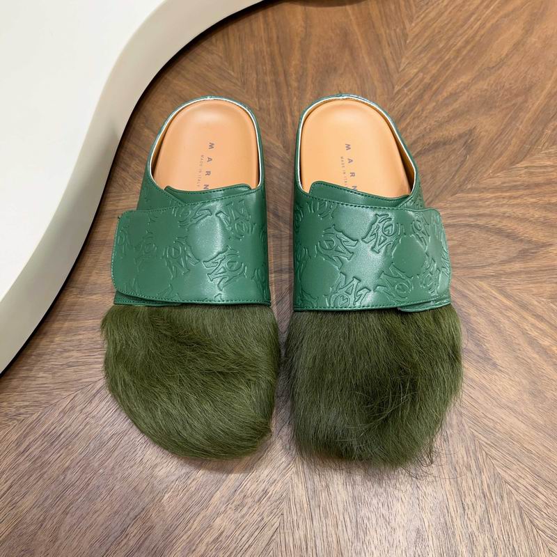 Amiri MA Monogram Embossed Leather & Pony Hair Mule – Forest Green