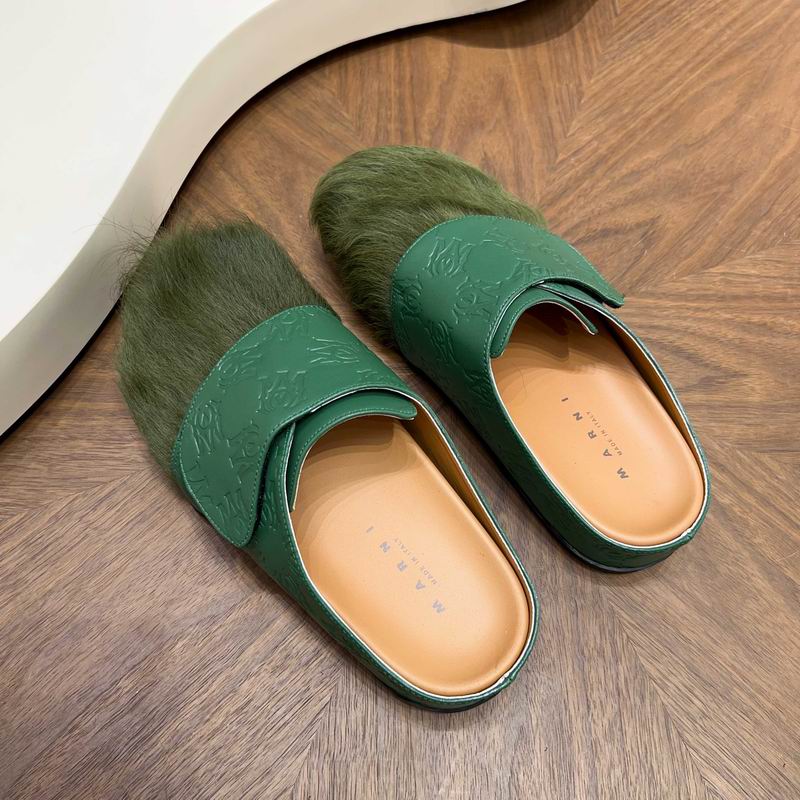 Amiri MA Monogram Embossed Leather & Pony Hair Mule – Forest Green