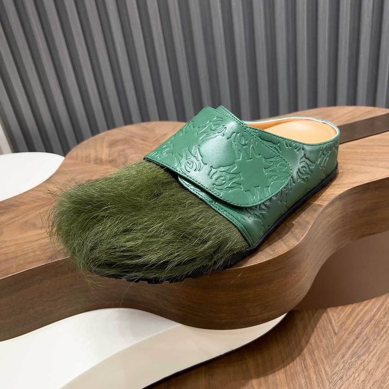 Amiri MA Monogram Embossed Leather & Pony Hair Mule – Forest Green