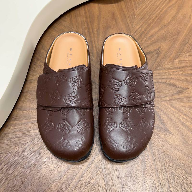 Amiri MA Monogram Embossed Leather Clog Mule – Dark Brown