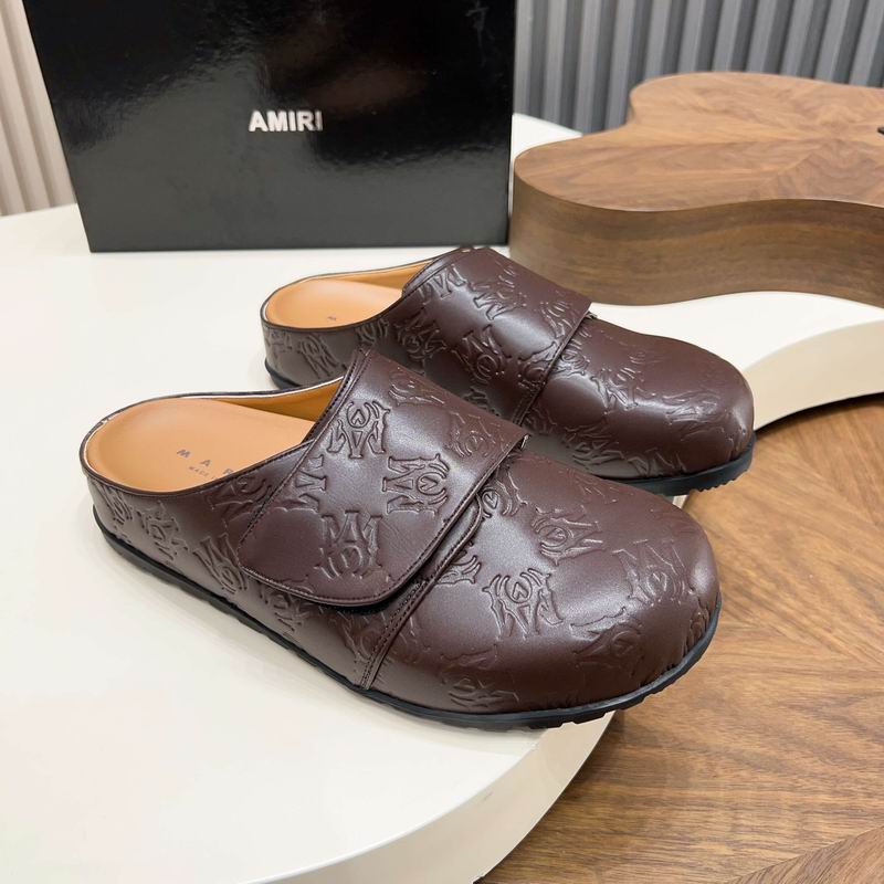 Amiri MA Monogram Embossed Leather Clog Mule – Dark Brown
